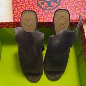 Tory Burch Charcoal Suede Women's Mules